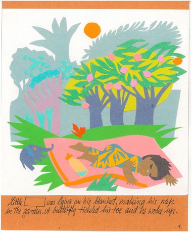 Little Joe laying on his blanket